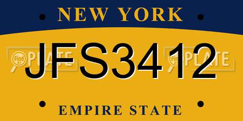 JFS3412 New York License Plate