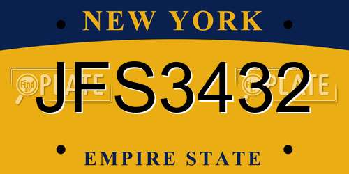 JFS3432 New York License Plate