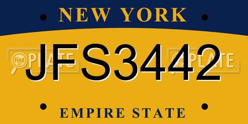 JFS3442 New York License Plate
