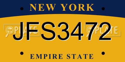 JFS3472 New York License Plate