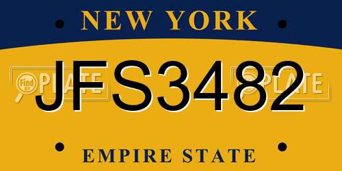 JFS3482 New York License Plate