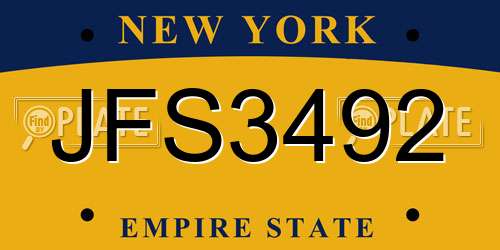 JFS3492 New York License Plate
