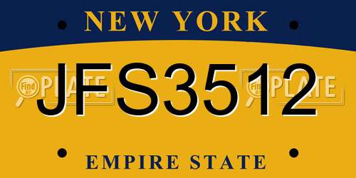 JFS3512 New York License Plate