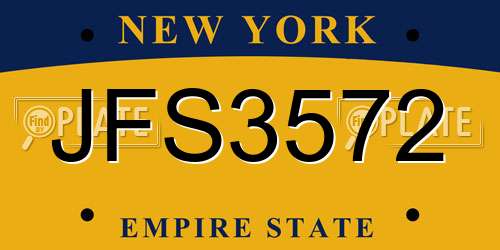 JFS3572 New York License Plate