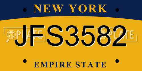 JFS3582 New York License Plate