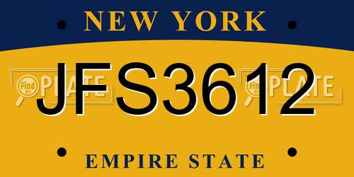 JFS3612 New York License Plate