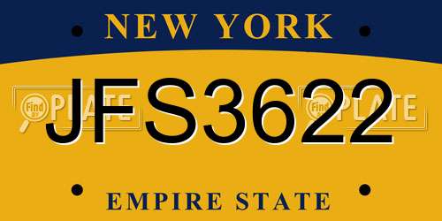 JFS3622 New York License Plate