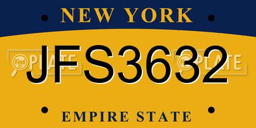 JFS3632 New York License Plate
