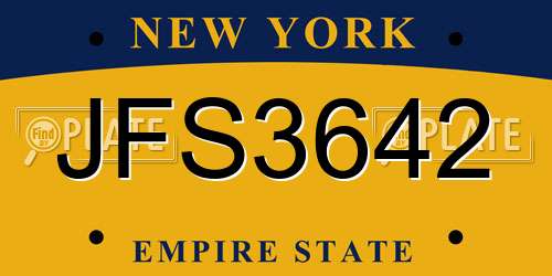 JFS3642 New York License Plate