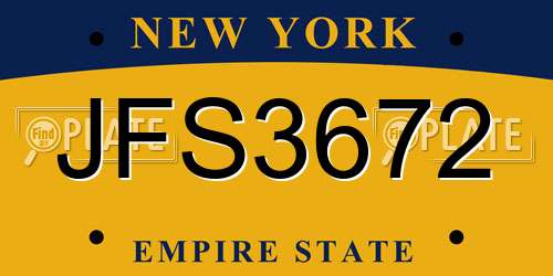 JFS3672 New York License Plate