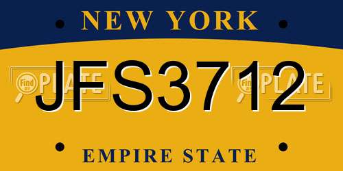 JFS3712 New York License Plate
