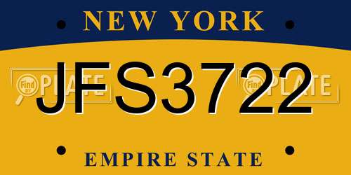 JFS3722 New York License Plate