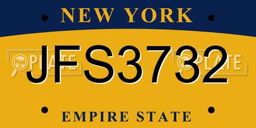 JFS3732 New York License Plate