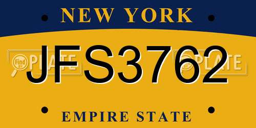 JFS3762 New York License Plate