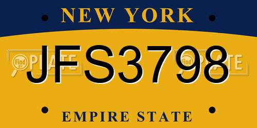 JFS3798 New York License Plate