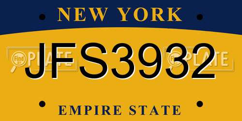 JFS3932 New York License Plate