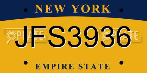 JFS3936 New York License Plate