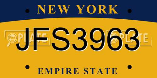 JFS3963 New York License Plate