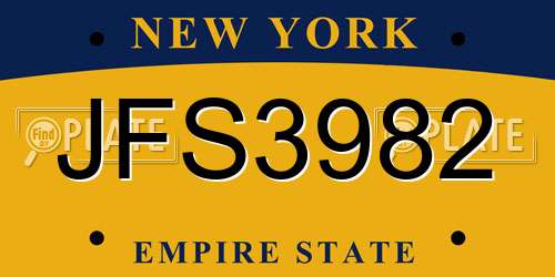 JFS3982 New York License Plate