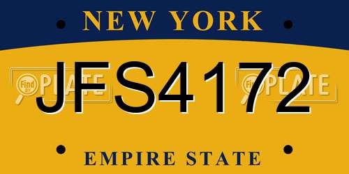 JFS4172 New York License Plate