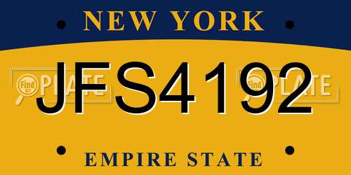 JFS4192 New York License Plate