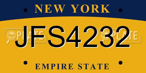 JFS4232 New York License Plate