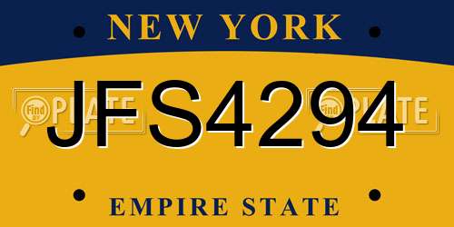 JFS4294 New York License Plate