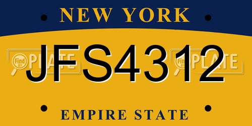 JFS4312 New York License Plate