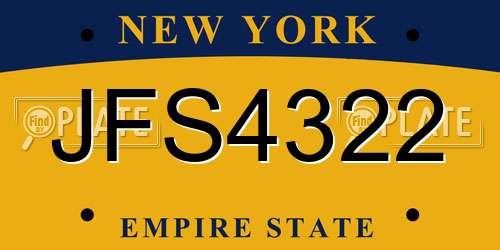 JFS4322 New York License Plate