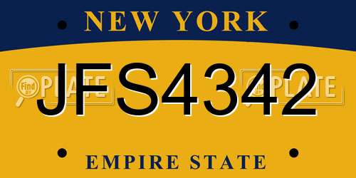 JFS4342 New York License Plate