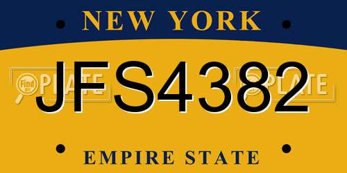 JFS4382 New York License Plate