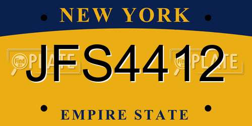 JFS4412 New York License Plate