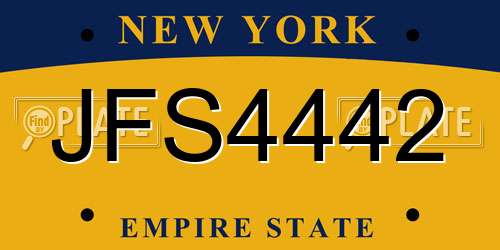 JFS4442 New York License Plate