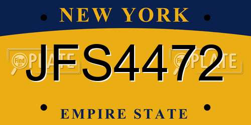 JFS4472 New York License Plate