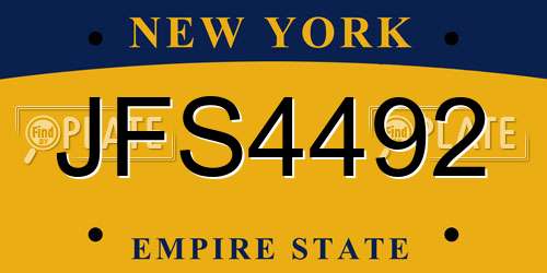 JFS4492 New York License Plate