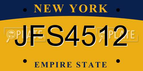 JFS4512 New York License Plate