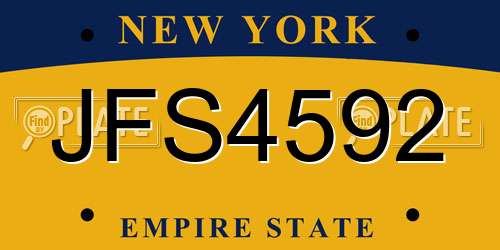 JFS4592 New York License Plate