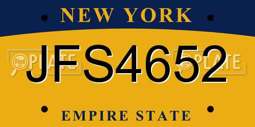 JFS4652 New York License Plate