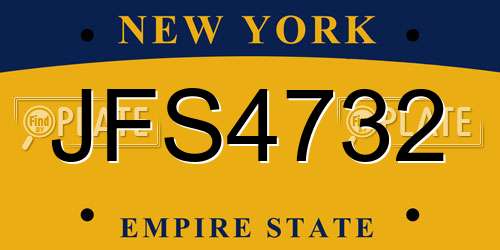 JFS4732 New York License Plate