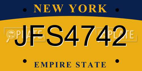 JFS4742 New York License Plate