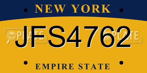 JFS4762 New York License Plate