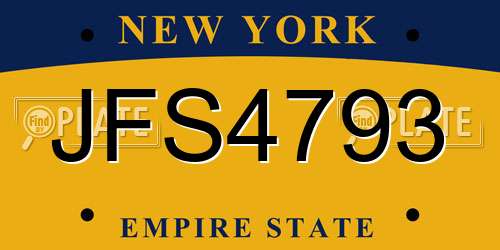 JFS4793 New York License Plate