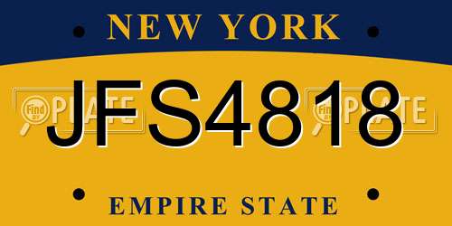 JFS4818 New York License Plate