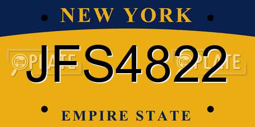 JFS4822 New York License Plate