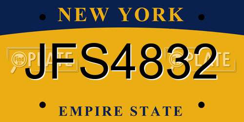 JFS4832 New York License Plate