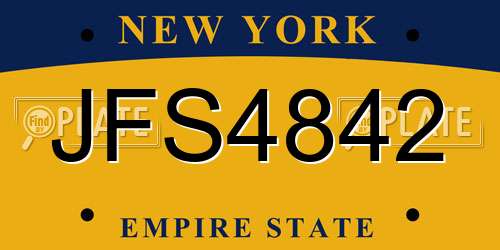 JFS4842 New York License Plate