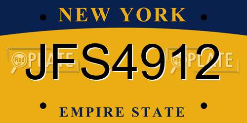 JFS4912 New York License Plate