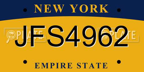 JFS4962 New York License Plate