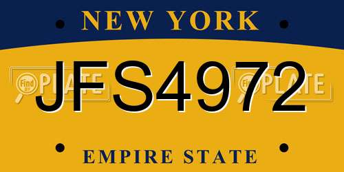JFS4972 New York License Plate