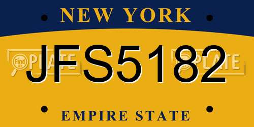 JFS5182 New York License Plate